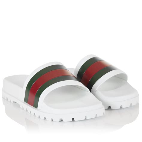 gucci web slide white|gucci slides web stripe slide.